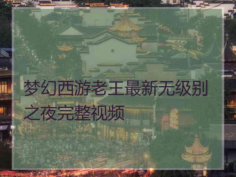 梦幻西游老王最新无级别之夜完整视频