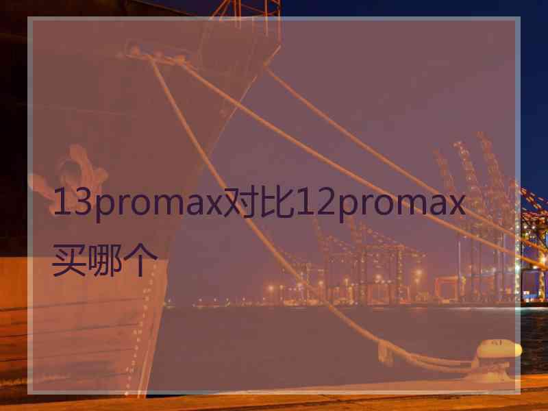 13promax对比12promax买哪个