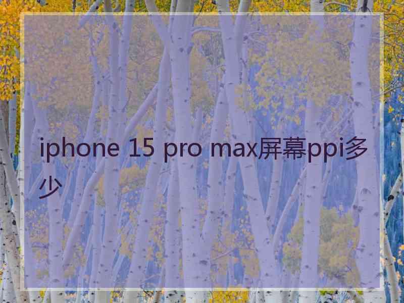 iphone 15 pro max屏幕ppi多少