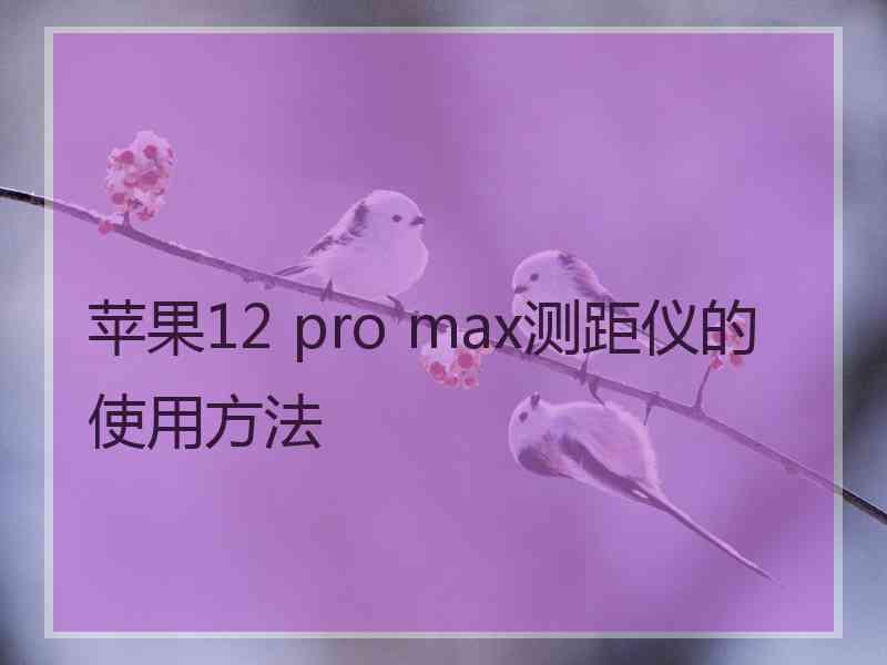 苹果12 pro max测距仪的使用方法