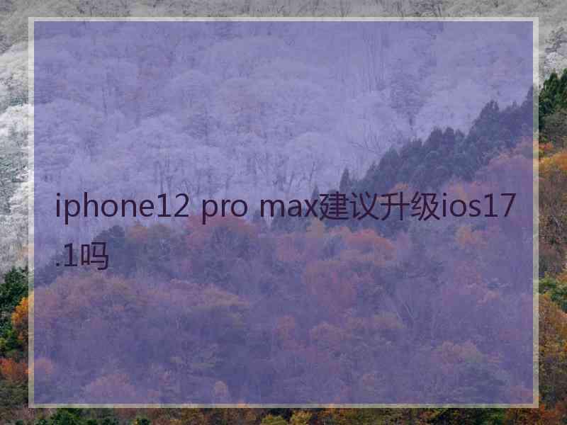 iphone12 pro max建议升级ios17.1吗