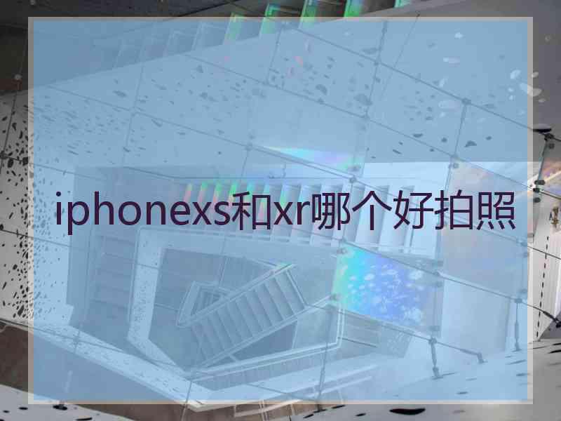 iphonexs和xr哪个好拍照