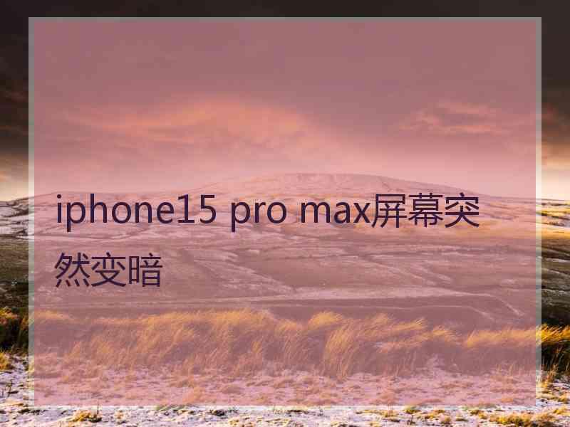 iphone15 pro max屏幕突然变暗