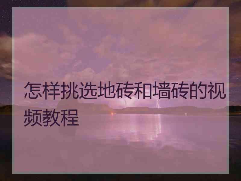 怎样挑选地砖和墙砖的视频教程