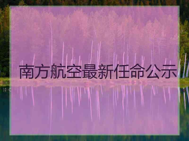 南方航空最新任命公示