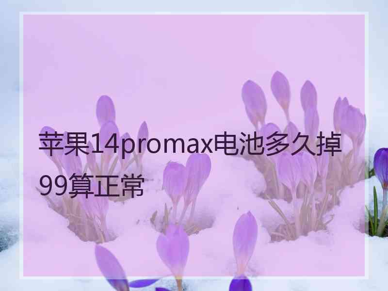 苹果14promax电池多久掉99算正常