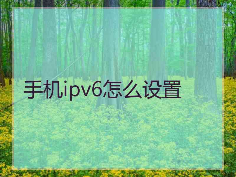 手机ipv6怎么设置