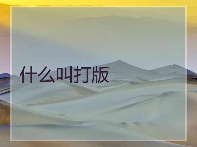 什么叫打版