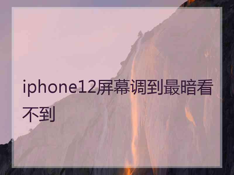 iphone12屏幕调到最暗看不到