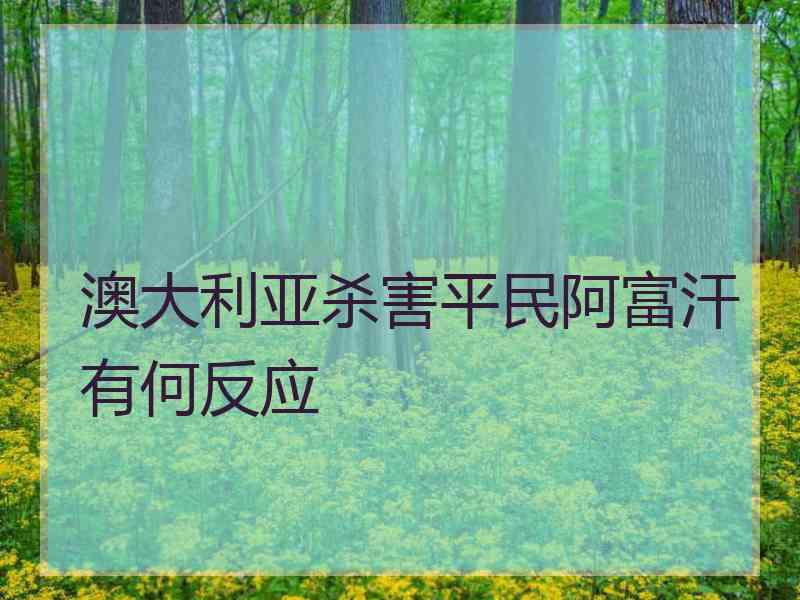 澳大利亚杀害平民阿富汗有何反应