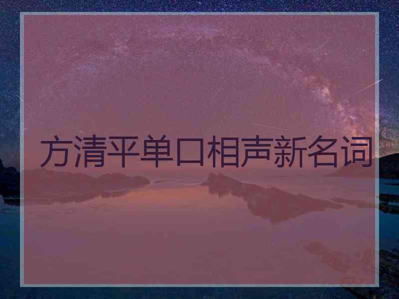 方清平单口相声新名词