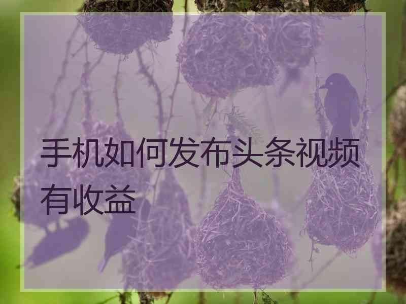 手机如何发布头条视频有收益