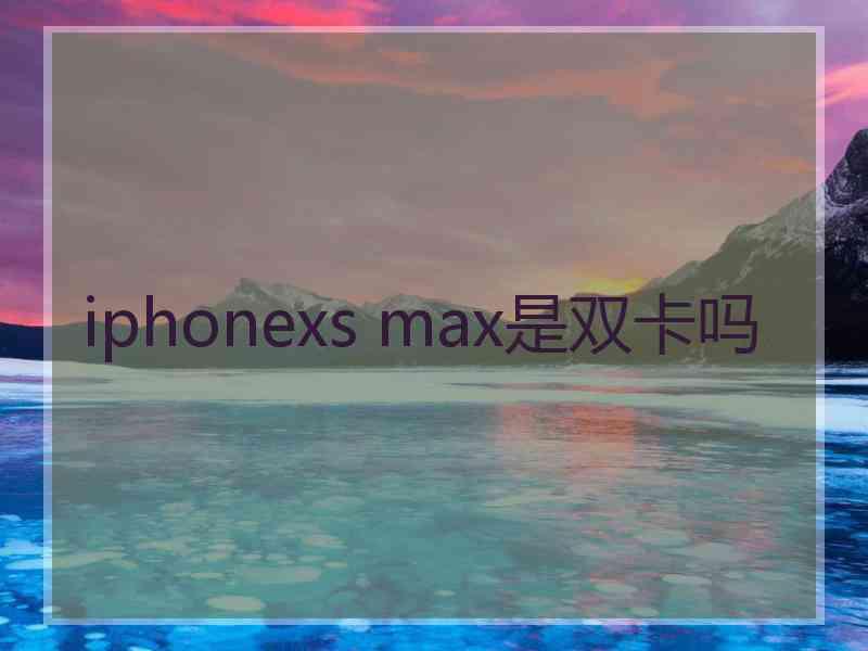 iphonexs max是双卡吗