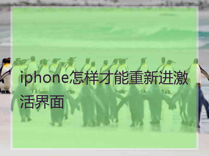 iphone怎样才能重新进激活界面