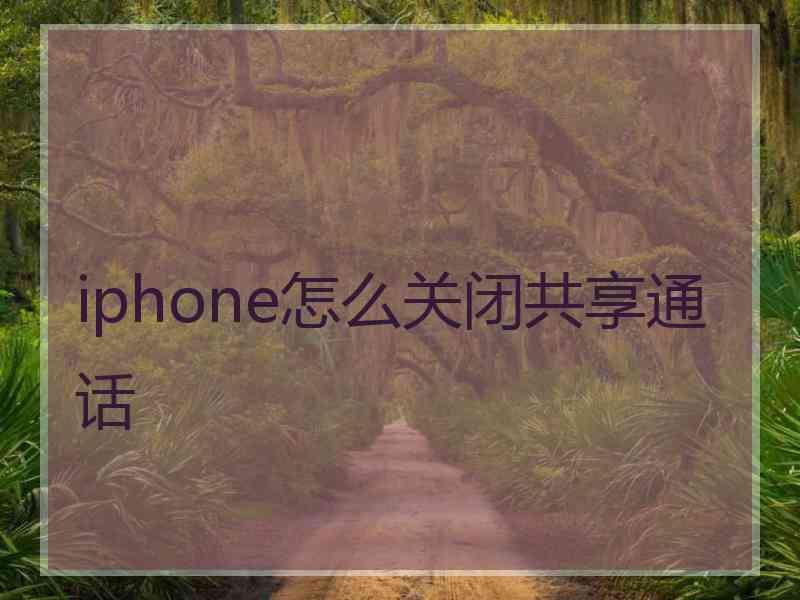 iphone怎么关闭共享通话