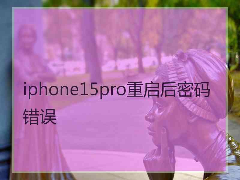 iphone15pro重启后密码错误