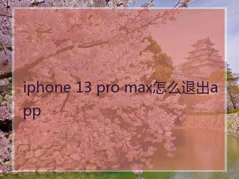 iphone 13 pro max怎么退出app