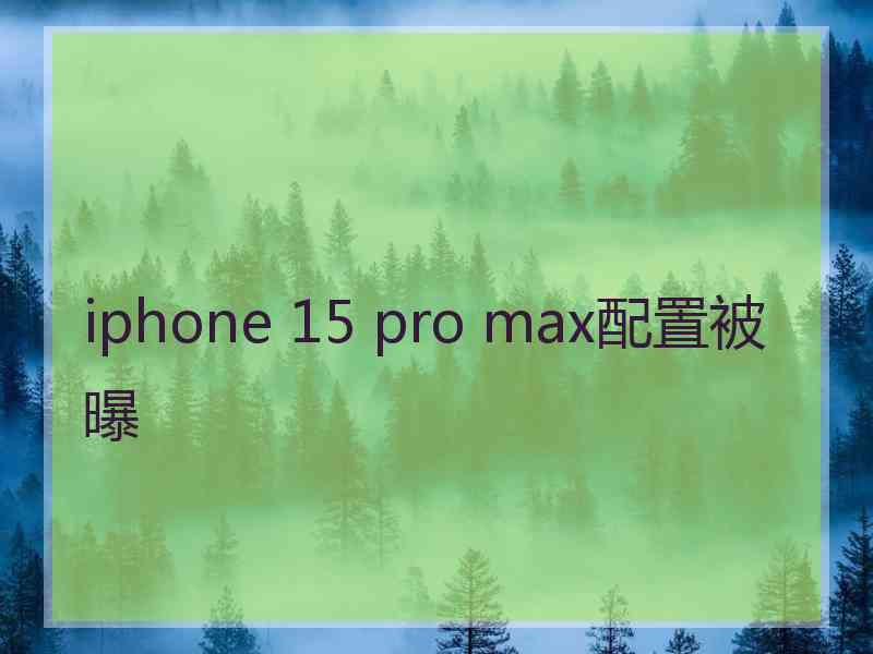 iphone 15 pro max配置被曝