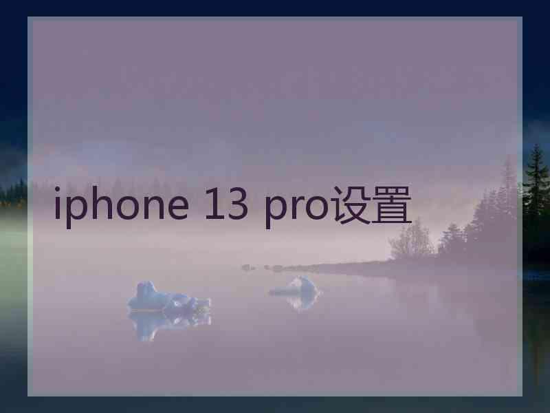 iphone 13 pro设置