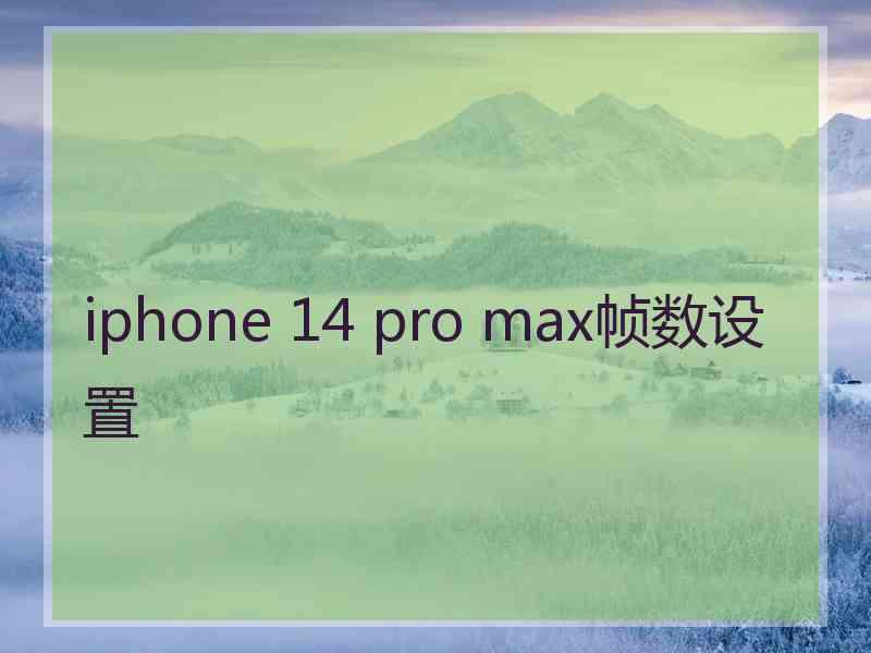 iphone 14 pro max帧数设置