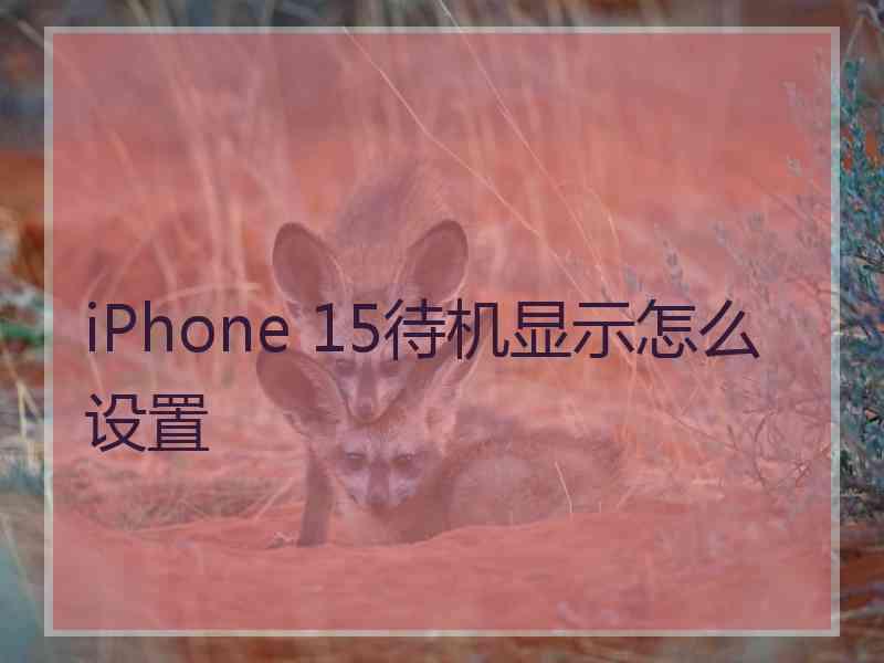 iPhone 15待机显示怎么设置