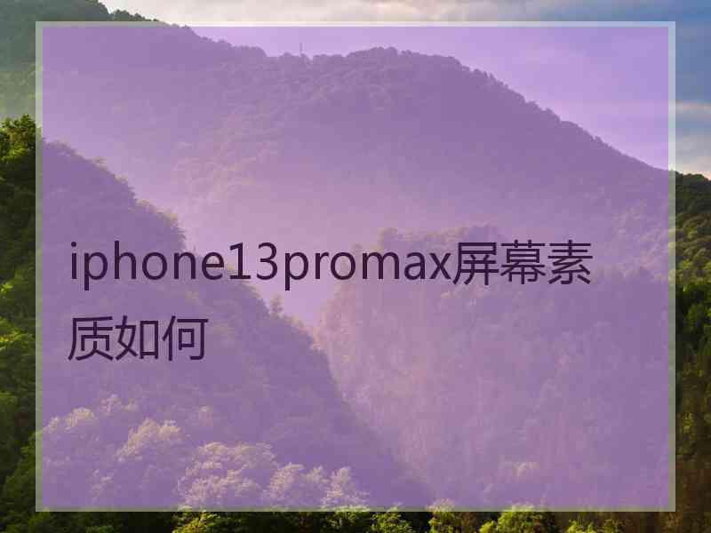 iphone13promax屏幕素质如何