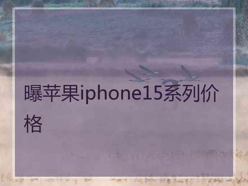 曝苹果iphone15系列价格