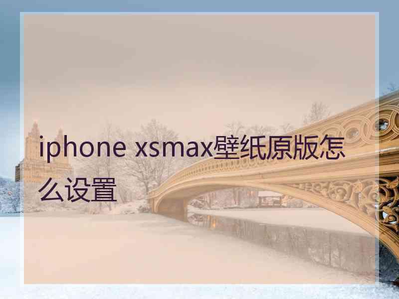 iphone xsmax壁纸原版怎么设置