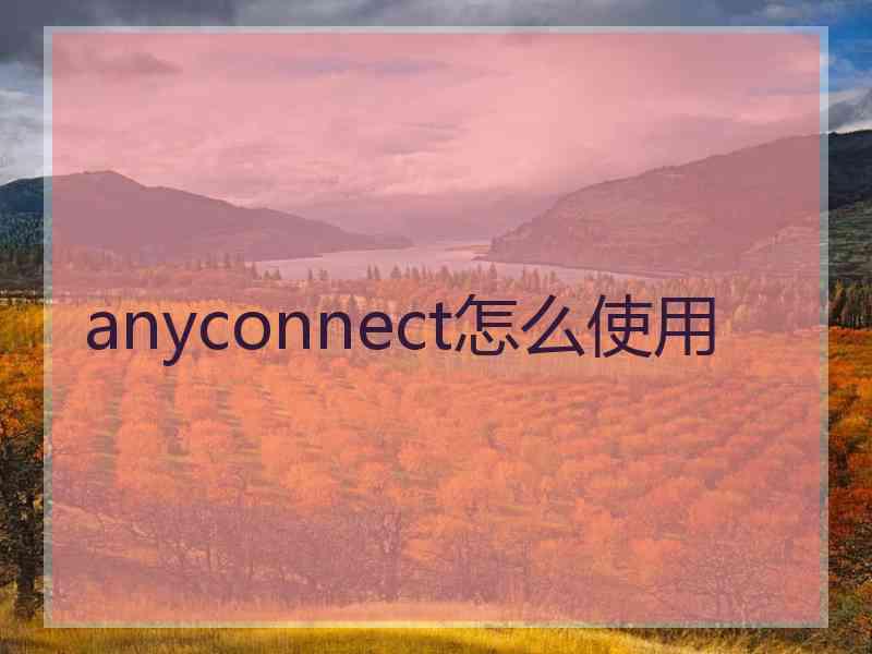 anyconnect怎么使用