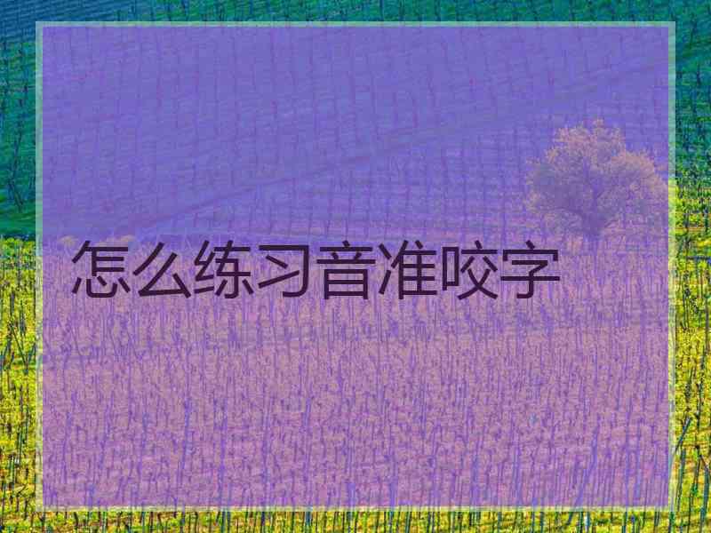 怎么练习音准咬字