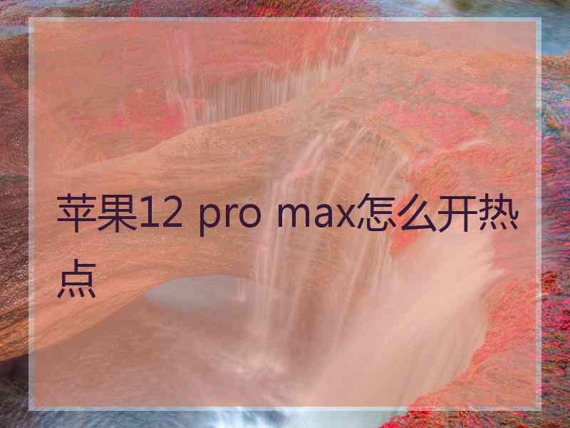 苹果12 pro max怎么开热点