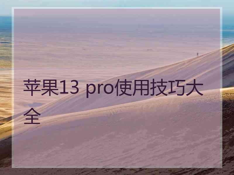 苹果13 pro使用技巧大全