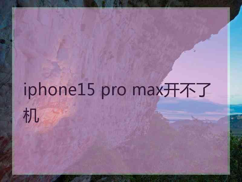 iphone15 pro max开不了机