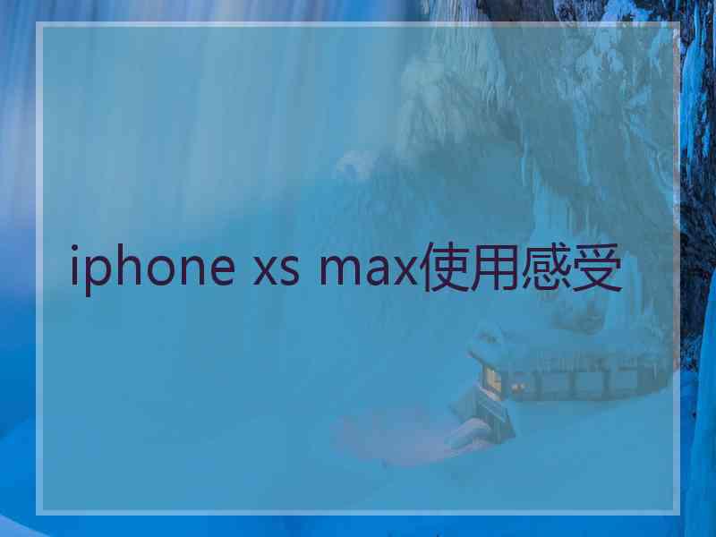 iphone xs max使用感受