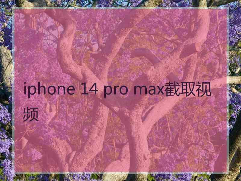 iphone 14 pro max截取视频