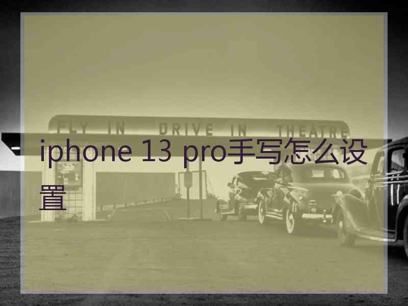 iphone 13 pro手写怎么设置