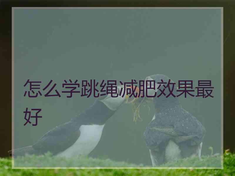 怎么学跳绳减肥效果最好