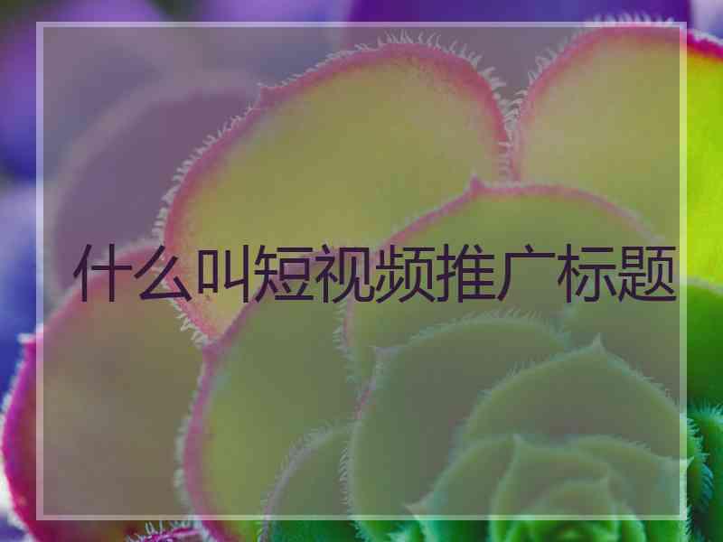 什么叫短视频推广标题