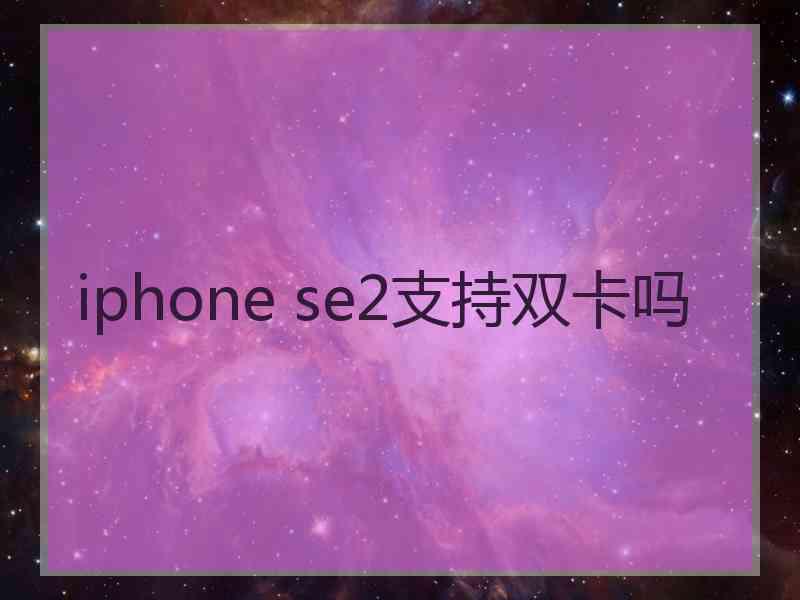 iphone se2支持双卡吗