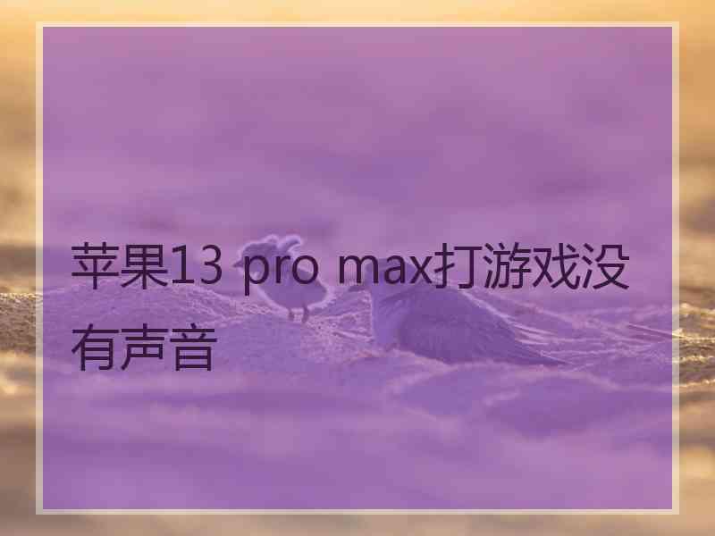 苹果13 pro max打游戏没有声音