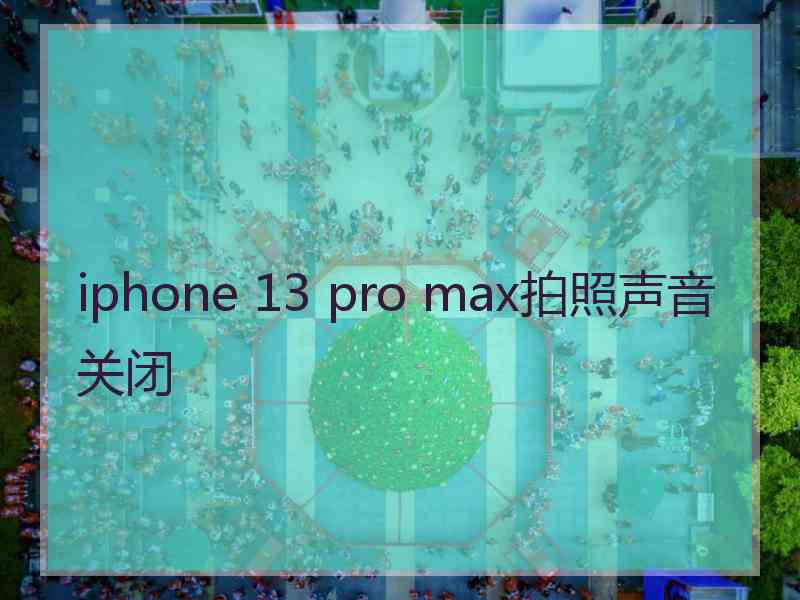 iphone 13 pro max拍照声音关闭