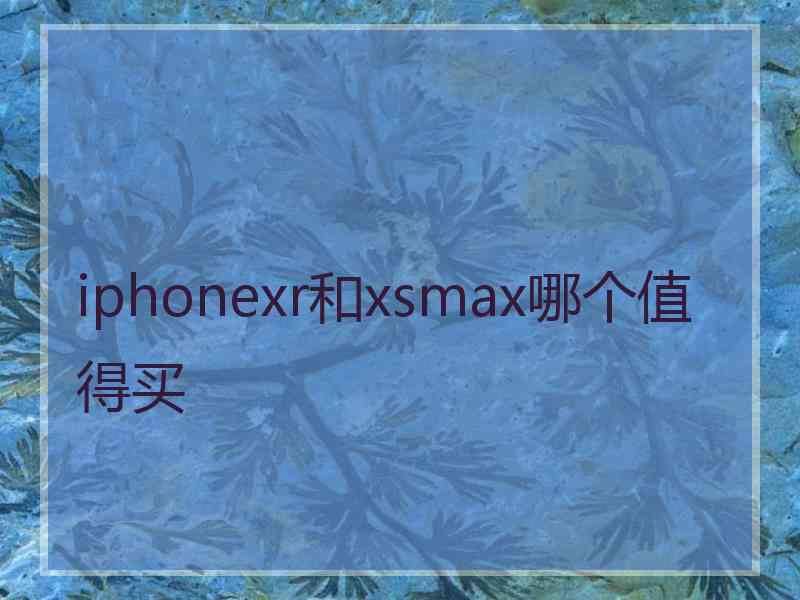 iphonexr和xsmax哪个值得买