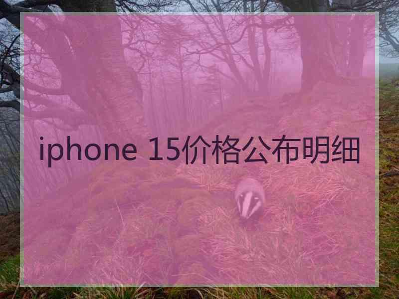 iphone 15价格公布明细