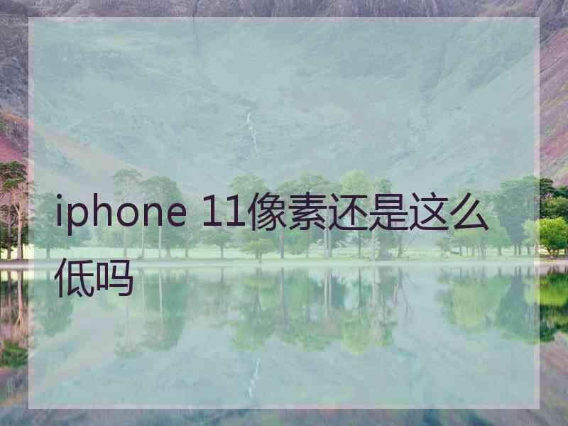 iphone 11像素还是这么低吗