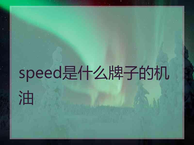 speed是什么牌子的机油