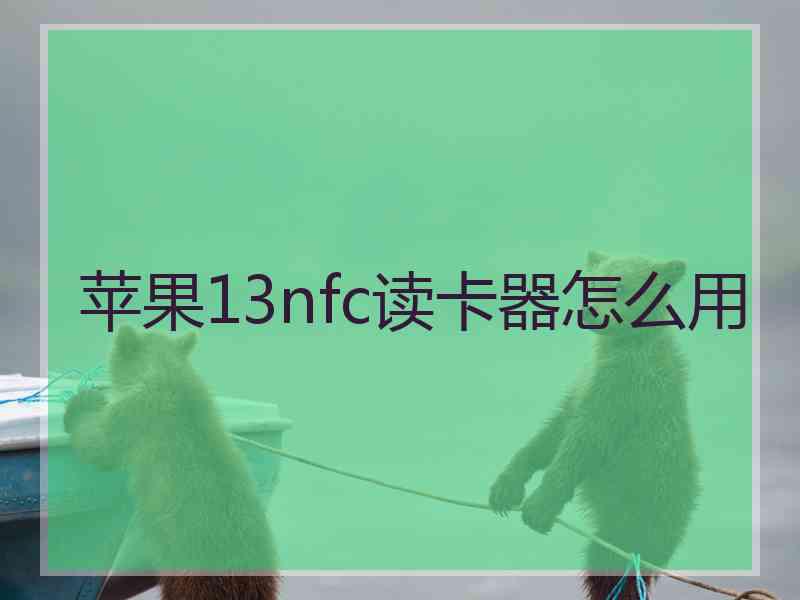 苹果13nfc读卡器怎么用