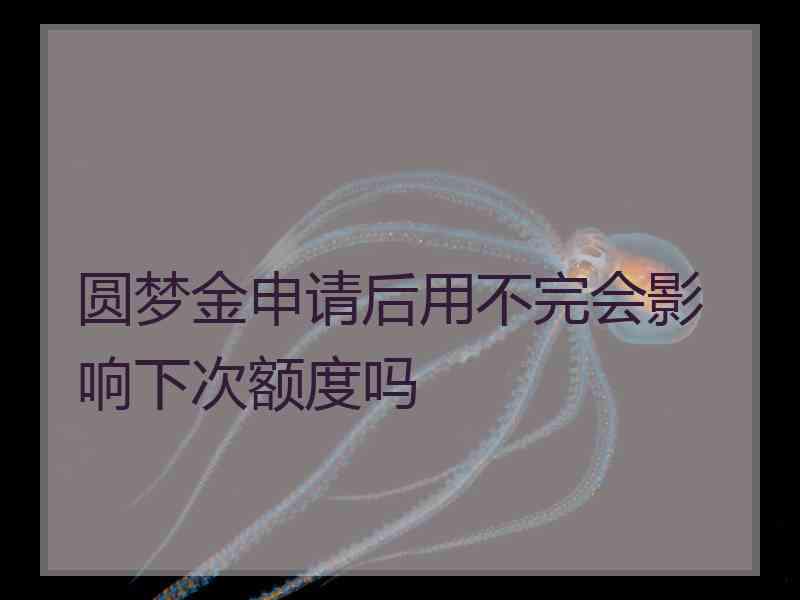 圆梦金申请后用不完会影响下次额度吗