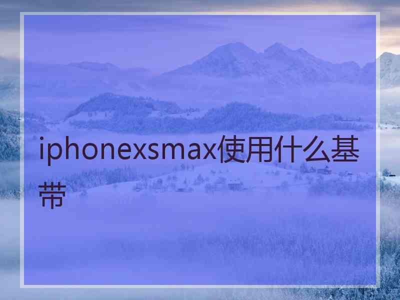 iphonexsmax使用什么基带