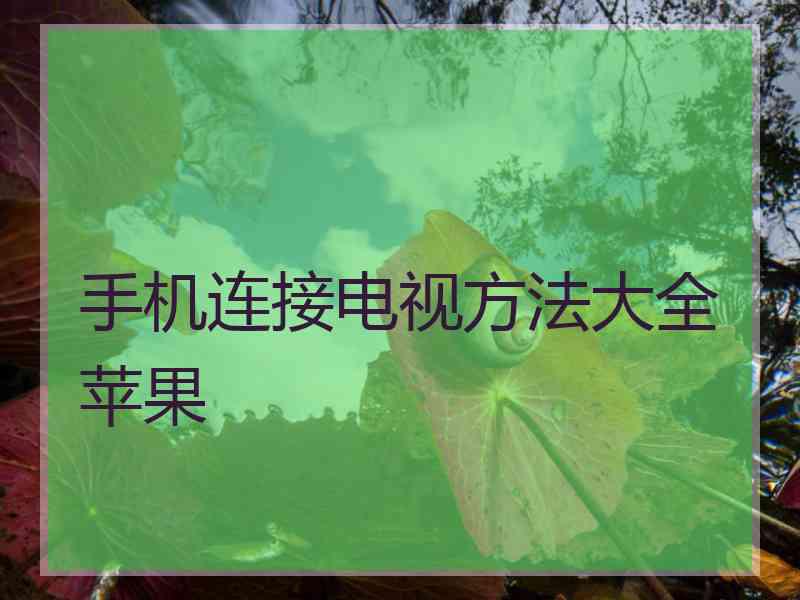 手机连接电视方法大全苹果