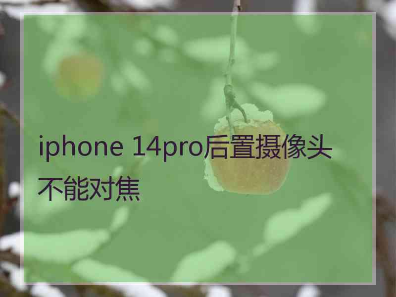 iphone 14pro后置摄像头不能对焦